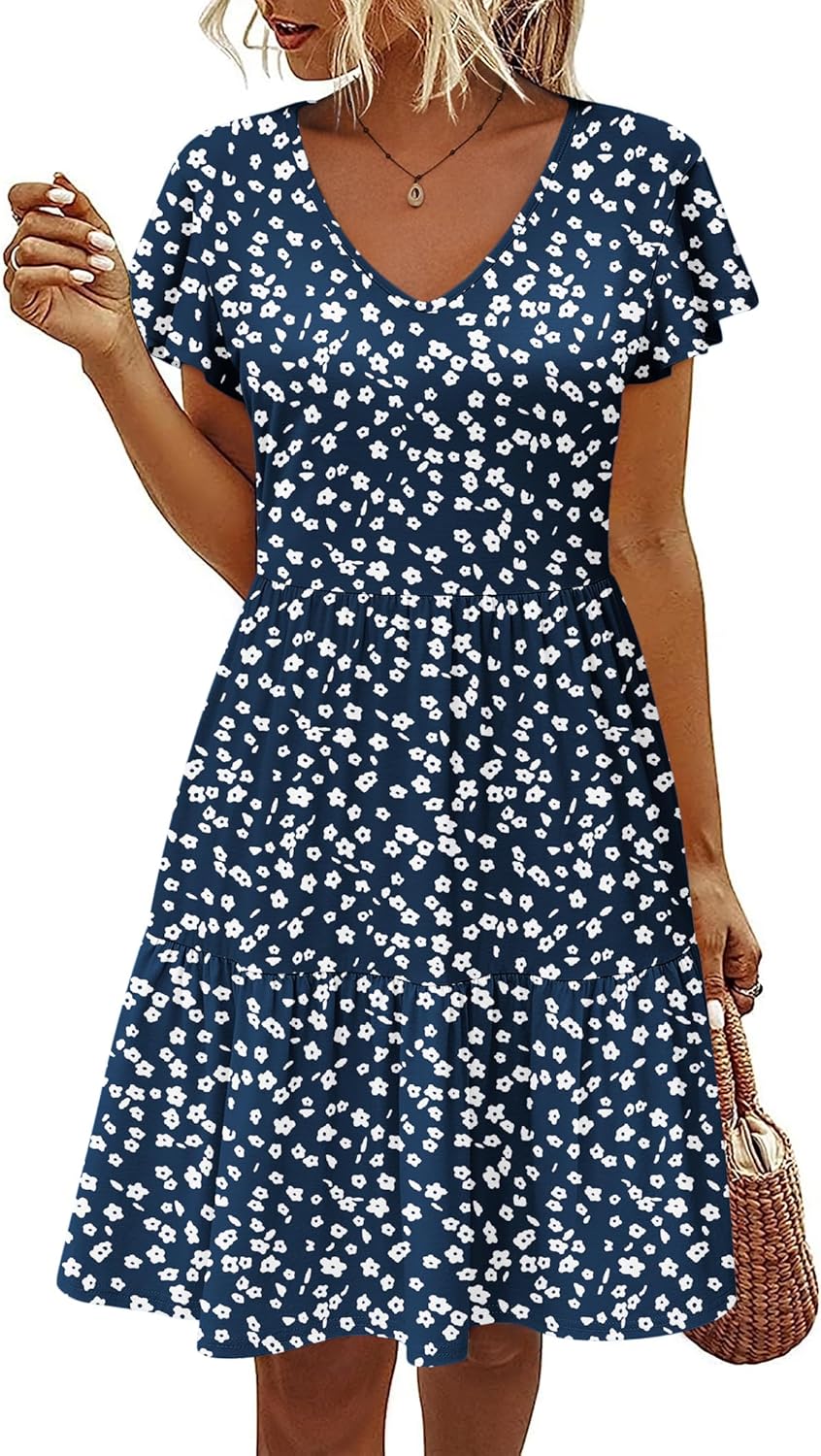 HOTOUCH Women's Casual Summer Dress with Pockets and Ruffles