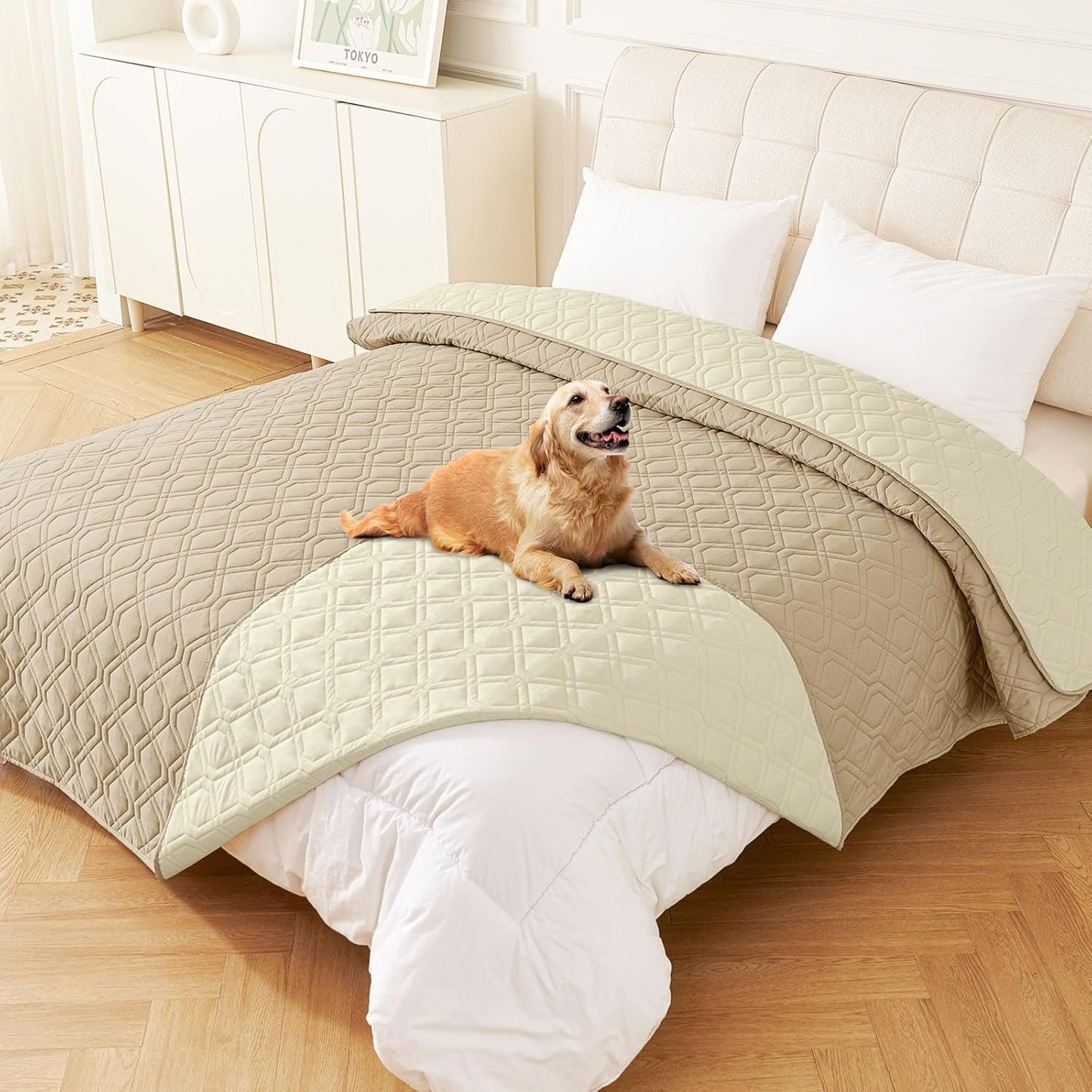 Waterproof Dog Bed Blanket for Pets - Soft, Reversible Cover