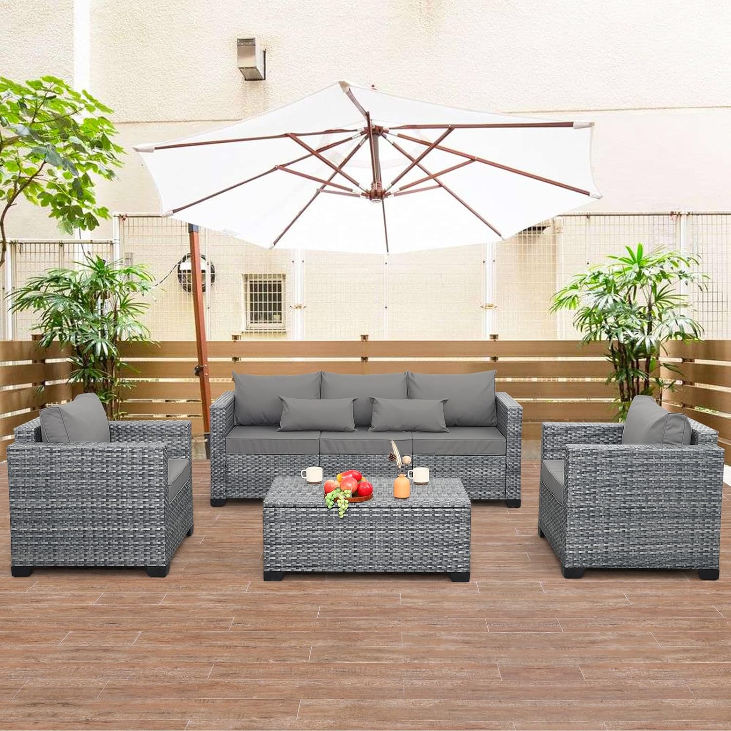 4 Piece Wicker Patio Furniture Set for Stylish Outdoor Living