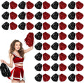 60 Pcs Cheerleading Pom Poms Black Red - Mini Metallic Pom Poms