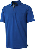 Mens Polo Shirts Short Sleeve Dry Fit Jacquard - Pocket Performance