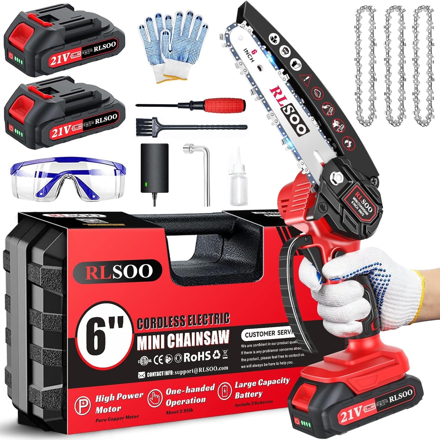 Mini Chainsaw Cordless 6 Inch Handheld Electric Tree Trimmer