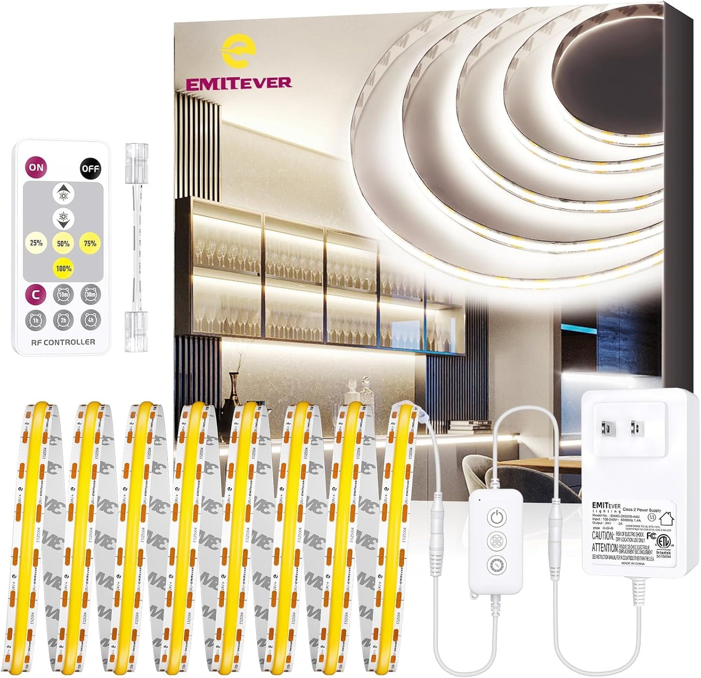 EMITEVER COB LED Strip Lights Kit for Versatile Indoor Lighting