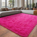 Extra Large 9x12 ft Hot Pink Fuzzy Rug - Plush Non-Skid Shag Carpet