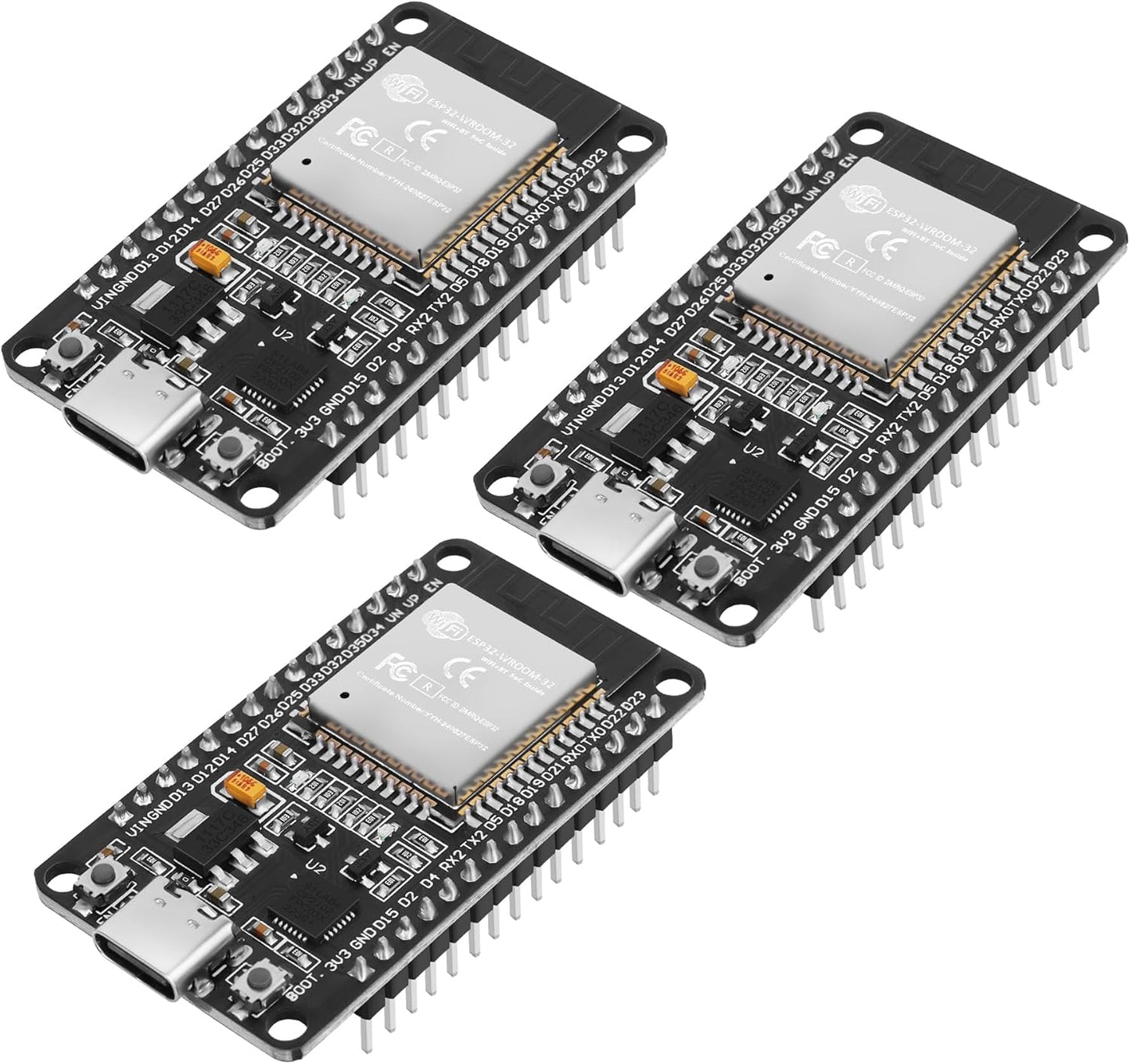 WiFi + Bluetooth Microcontroller Dev Kit: 3PCS ESP32