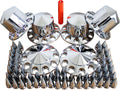 MRJLK Chrome ABS Complete Axle Cover Set with Hub Caps and Spiked Lug