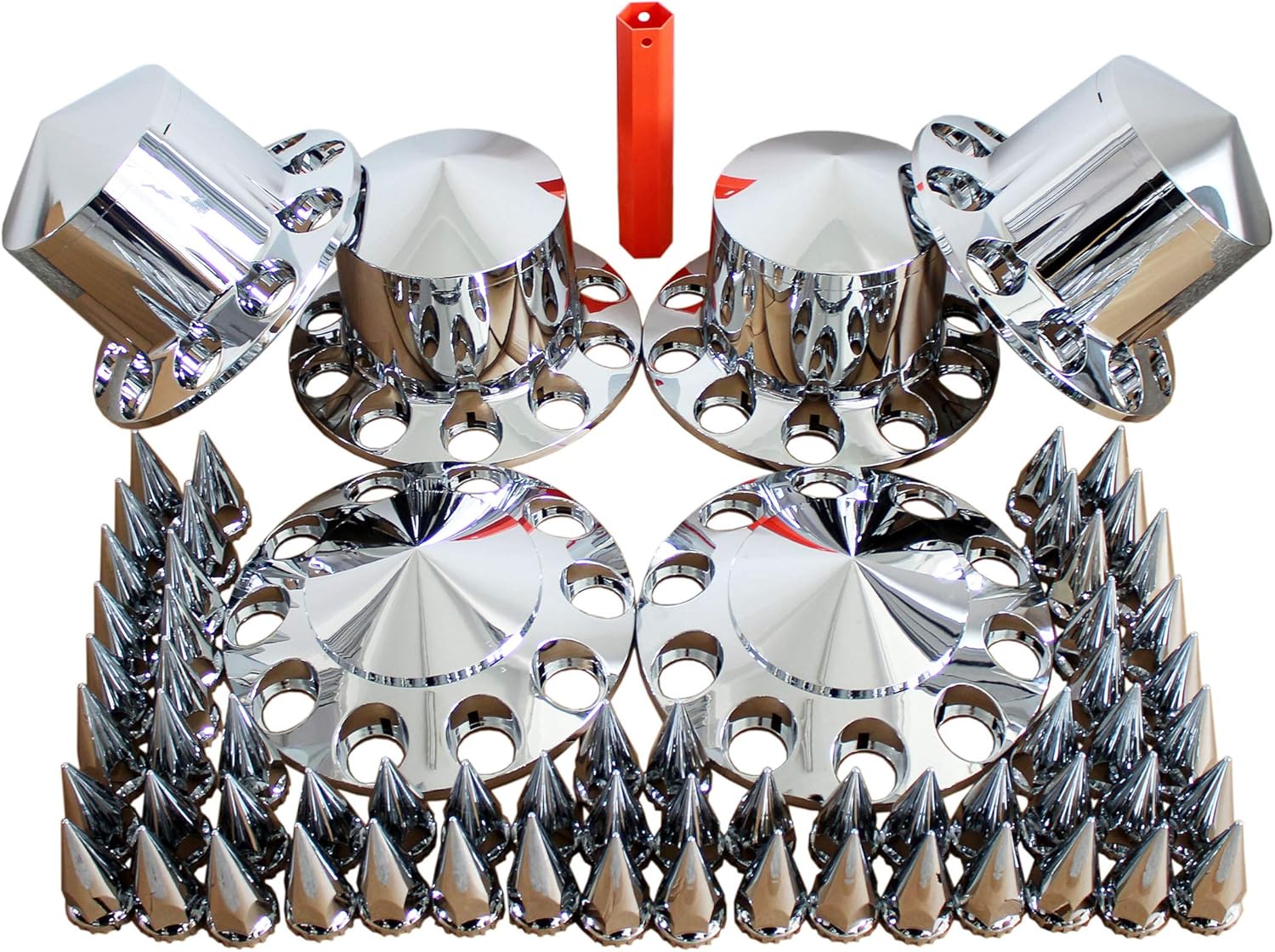 MRJLK Chrome ABS Complete Axle Cover Set for Semi Trucks