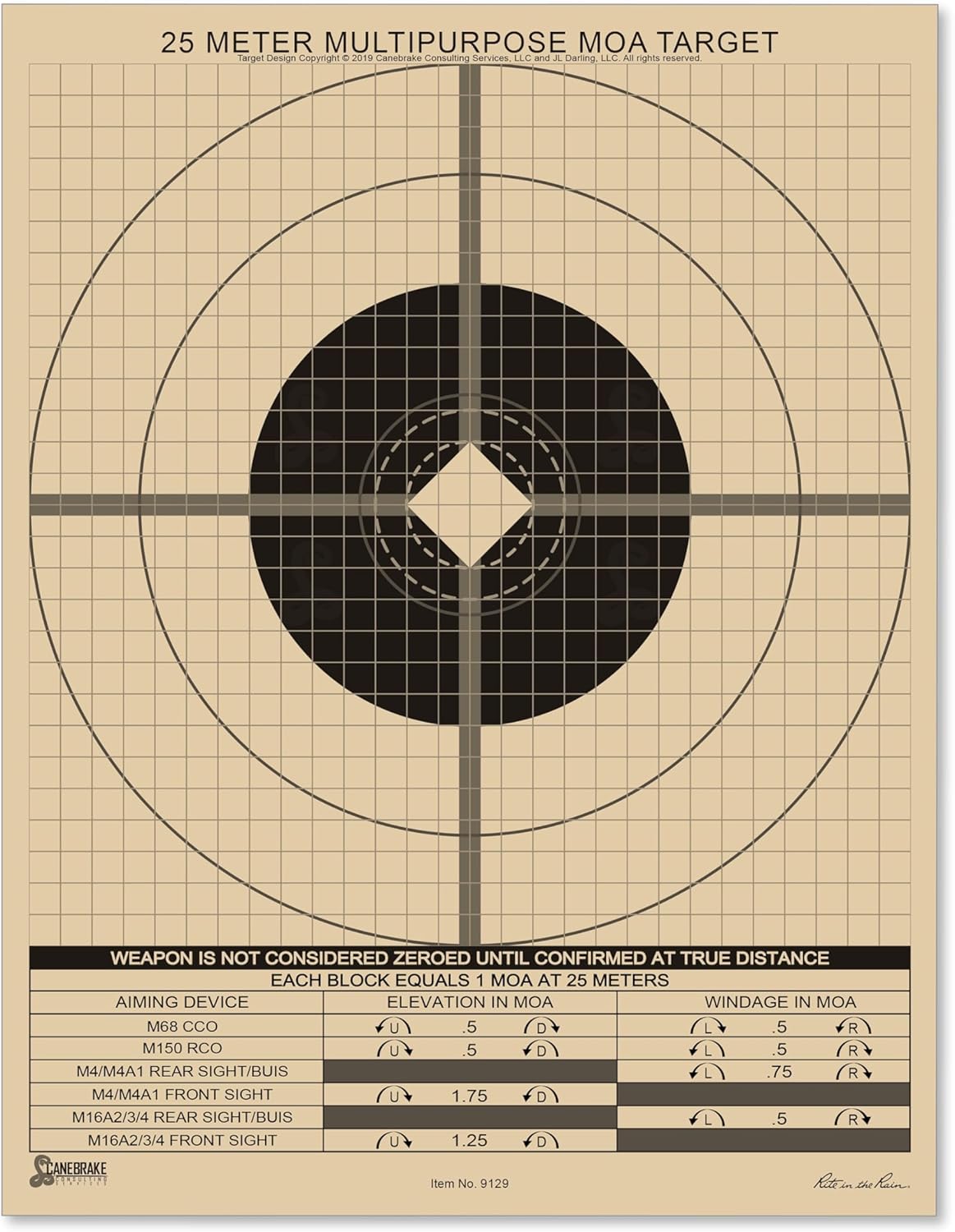 Rite in the Rain Weatherproof MOA Precision Shooting Targets