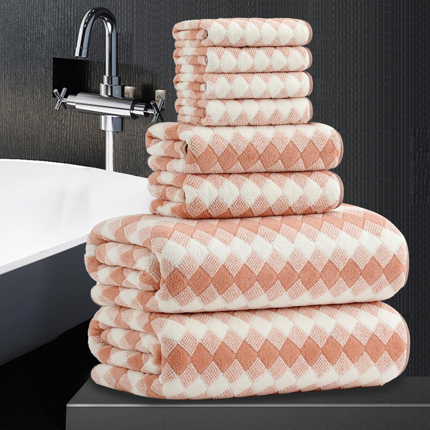 8 Piece Soft Towel Set for Luxurious Bathroom Experience