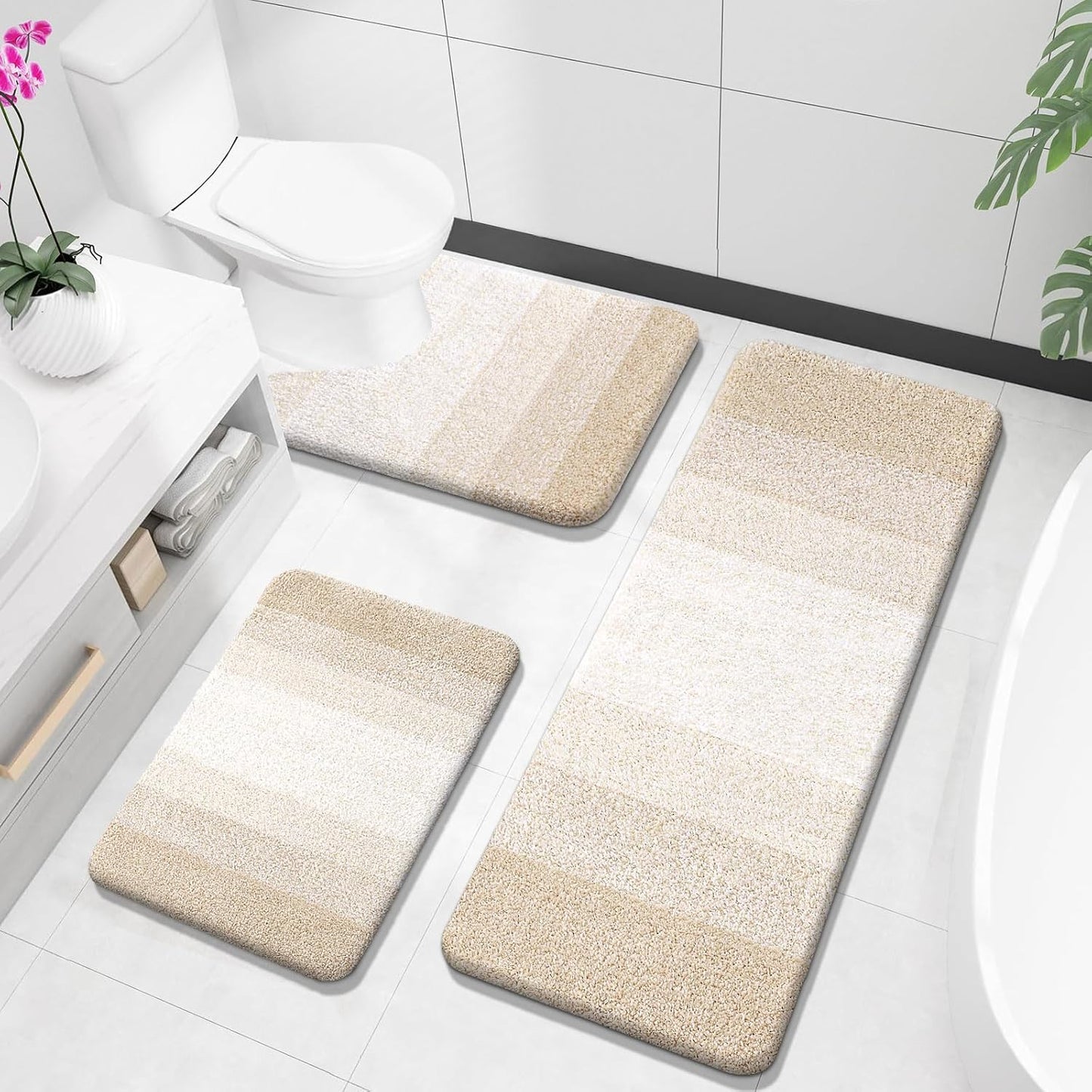 OLANLY Bathroom Rugs Sets 3 Piece for Soft Absorbent Comfort