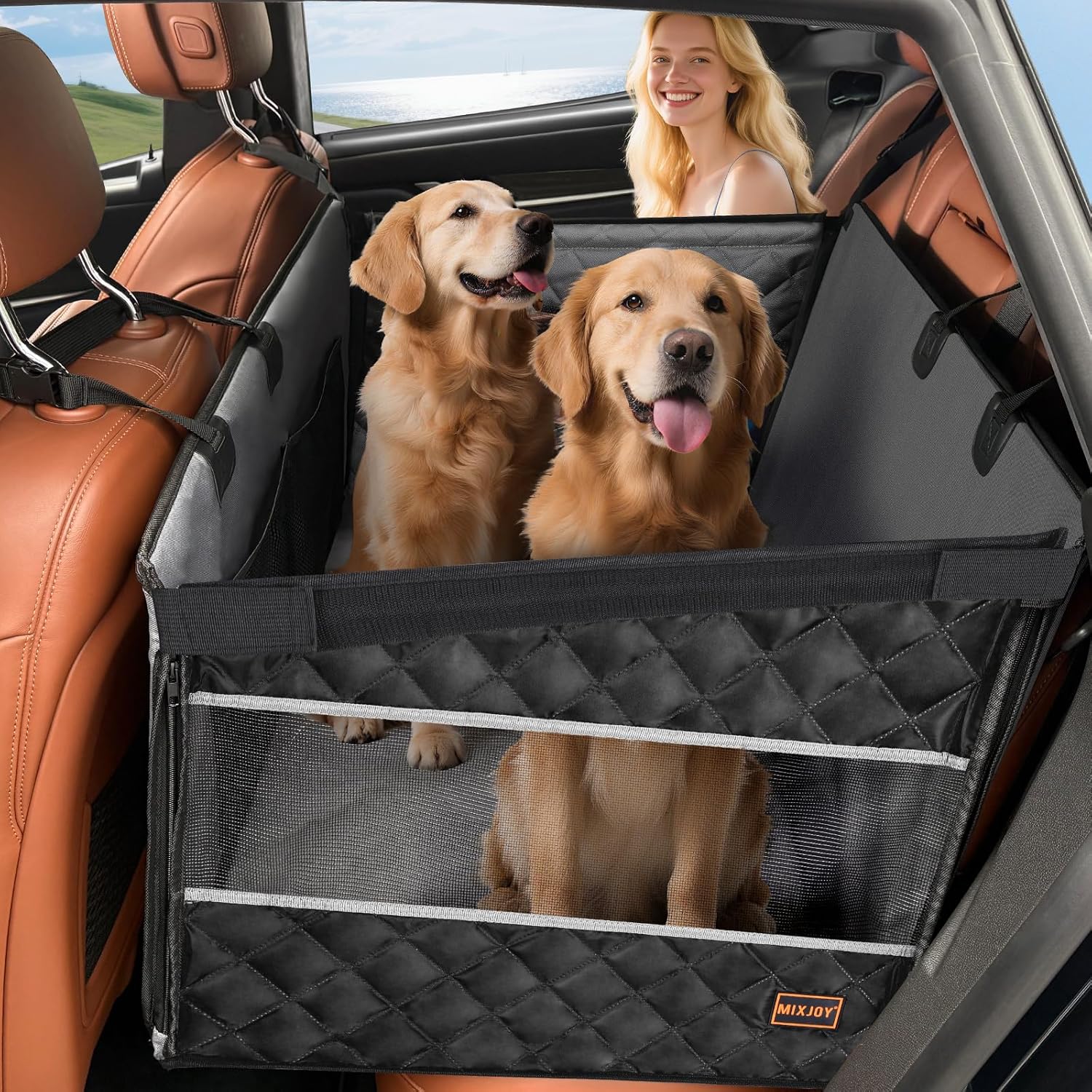 MIXJOY XL Dog Car Seat for Large Medium Dogs - Safe and Spacious