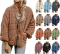Womens Quilted Puffer Jacket Lightweight Dolman Zipper Oversized Coat