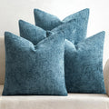 MIULEE 20x20 Inch Smoke Blue Chenille Throw Pillow Covers Set