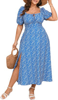 Women's Plus Size Summer Dress Square Neck Tie Front Maxi - Flattering