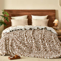 Giraffe Print Sherpa Fleece Blanket Queen Size - Reversible Warmth