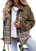 SHEWIN Oversized Denim Plaid Shacket Jacket - Casual Layering