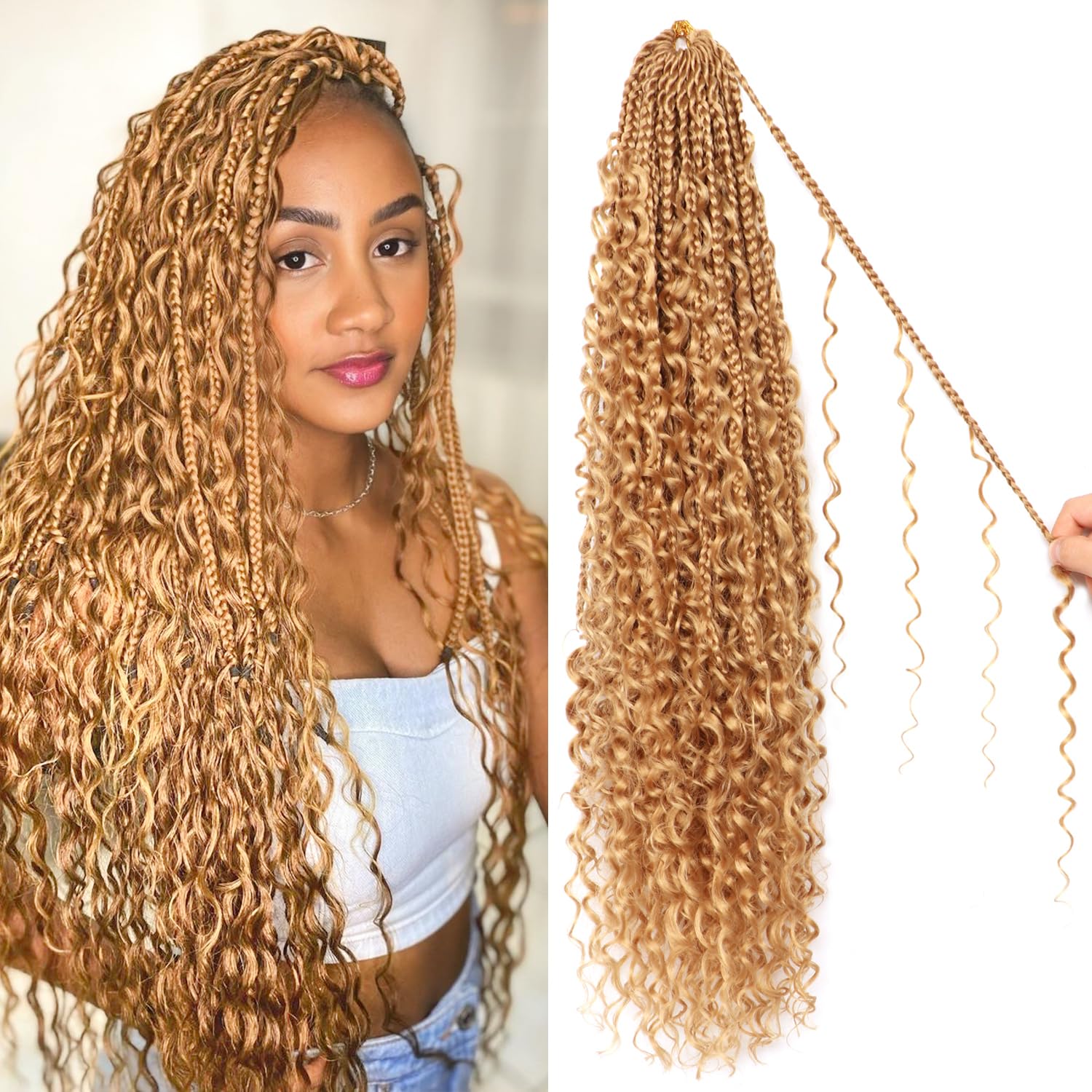 Goddess Boho Box Braids Crochet Hair - 24 Inch for Black Women