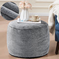 Round Ottoman Foot Rest 20x15 in - Soft Pouf for Couch and Chair