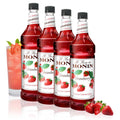 Monin Strawberry Syrup 1 L 4-Pack - Mild, Natural Sweetness