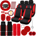 Woanger 47 Car Seat Cover Full Set for Women - Red Black Plush