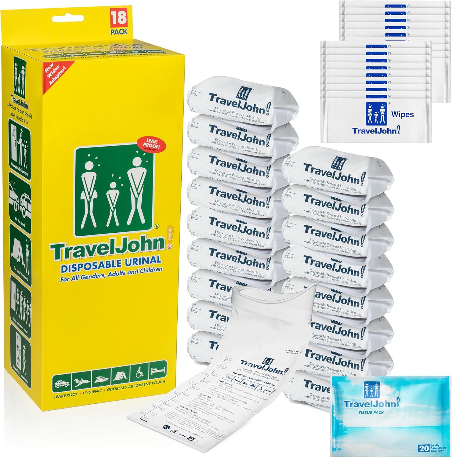Disposable Urinal for All Genders - TravelJohn Emergency Solution