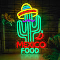 Mexican Food Neon Sign Cactus Neon Lights - Colorful Dimable LED