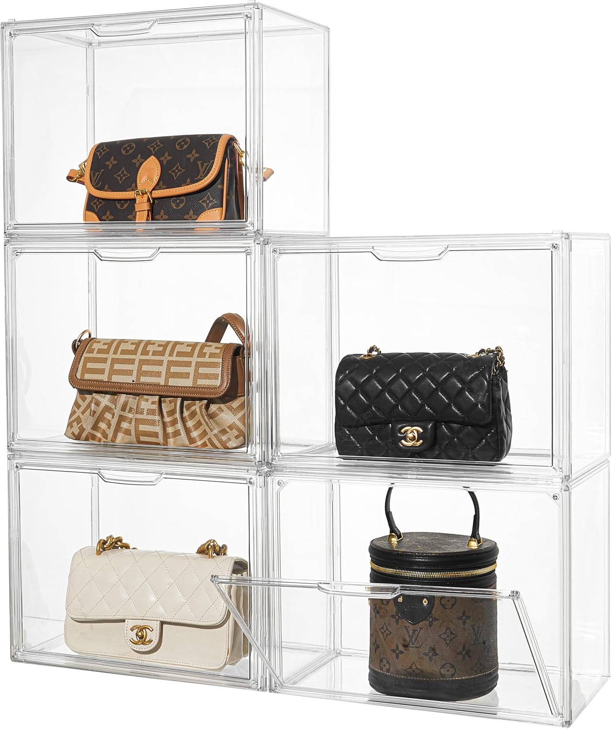 Attelite Purse Organizer for Closet - 5 Pack Clear Display Case