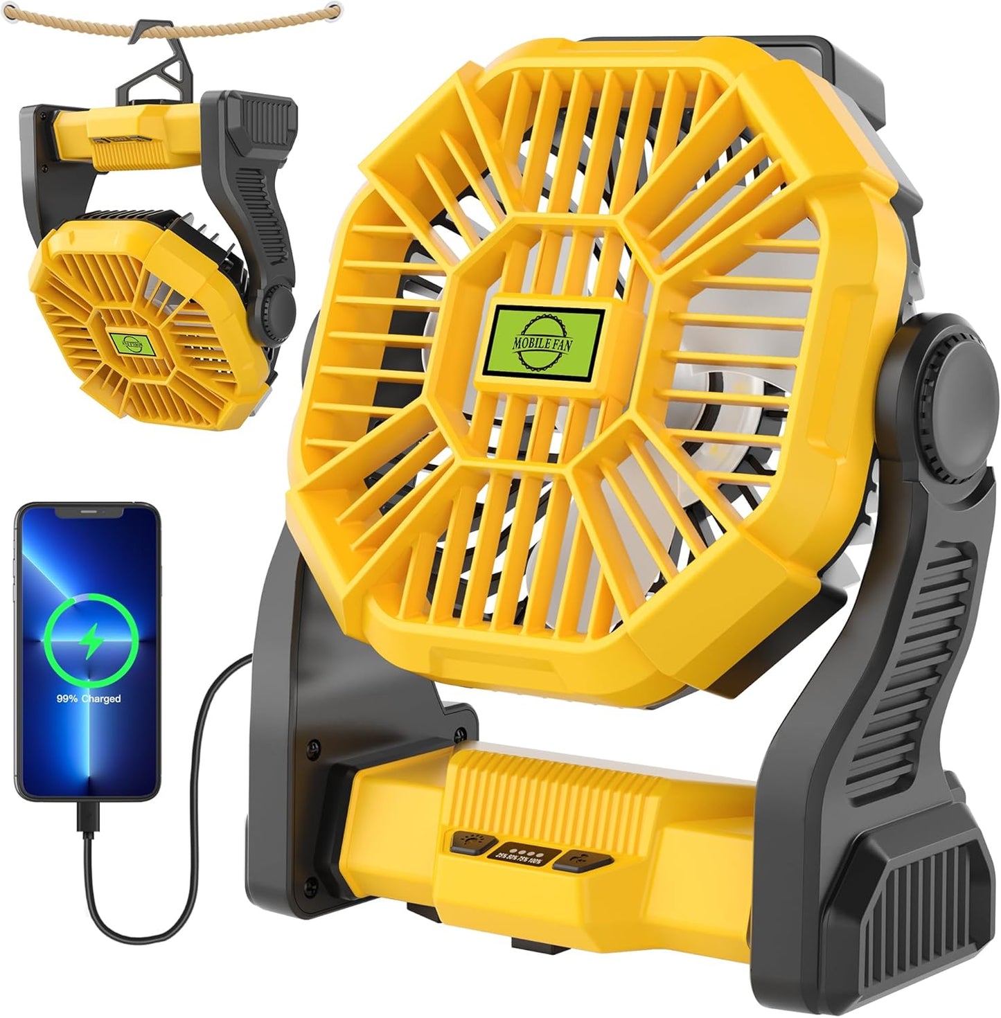 Portable Camping Fan Cordless Battery Powered for Outdoor Use