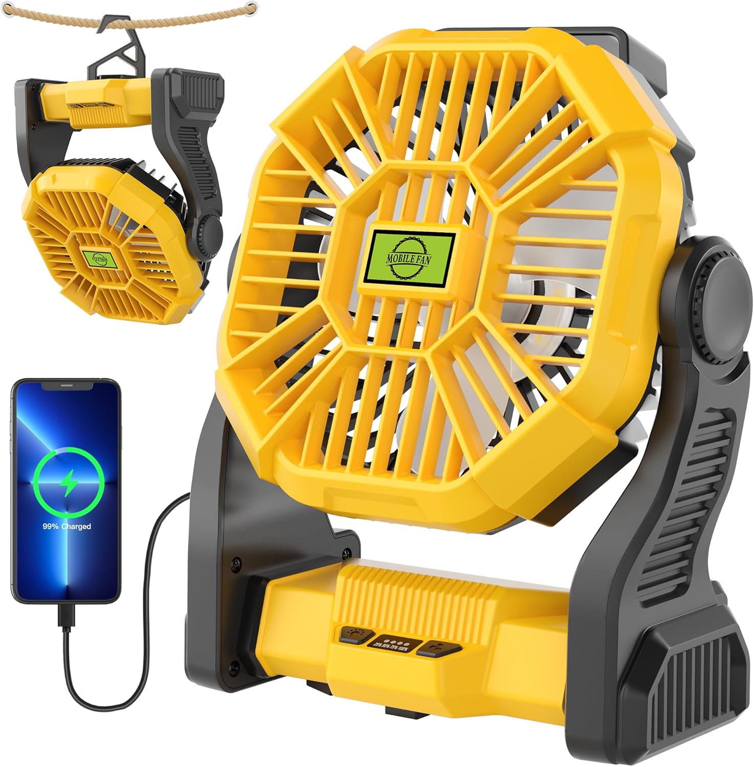 Portable Camping Fan Cordless Battery Powered for Outdoor Use