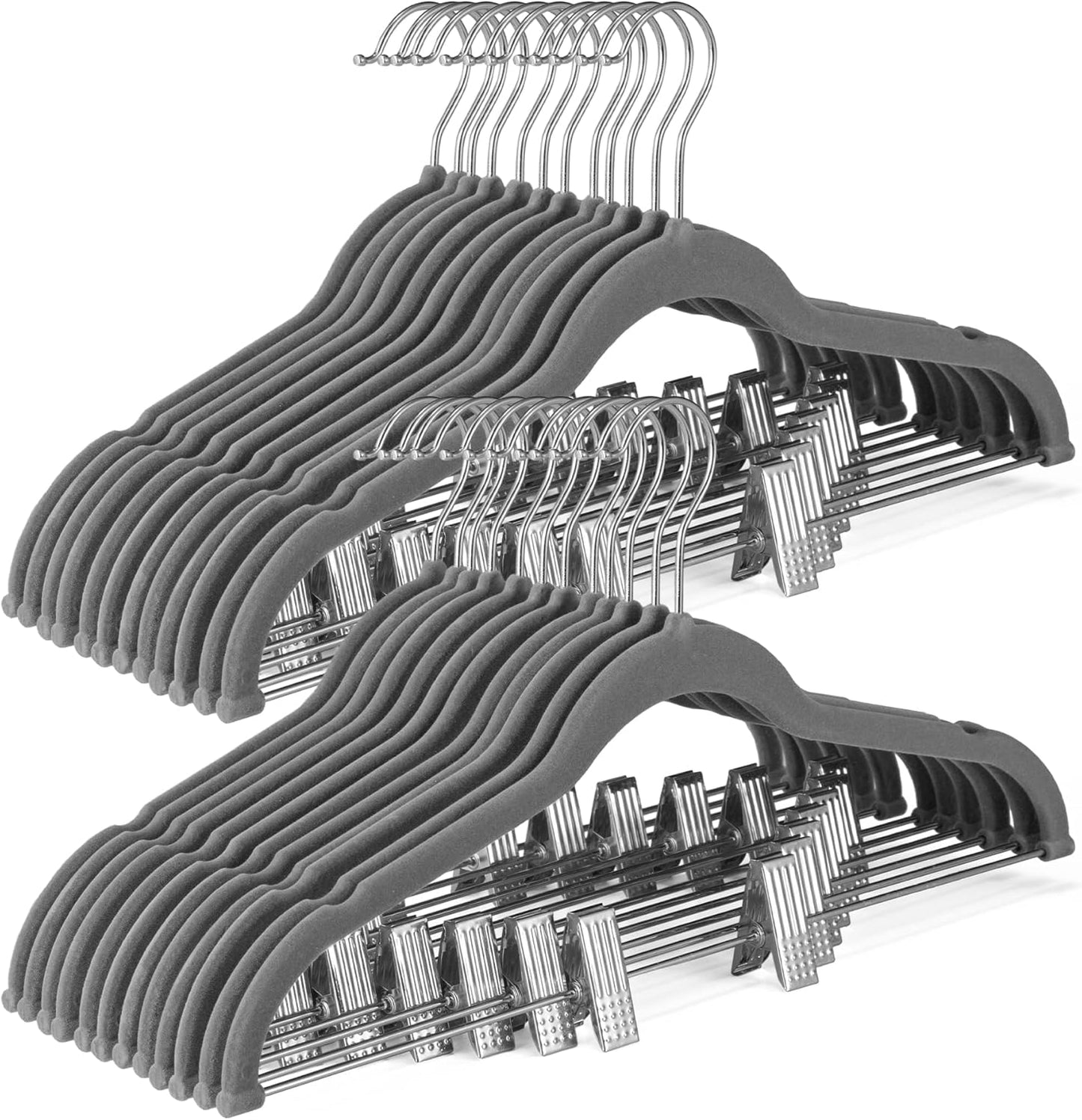 Heavy Duty Velvet Skirt Hangers with Adjustable Clips for Clothes