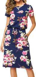 Womens Hide Belly Knee Length Travel Dress - Comfortable Midi