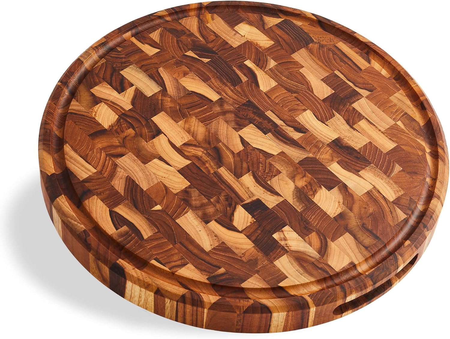 End Grain Teak Wood Cutting Board with Juice Groove and Handles