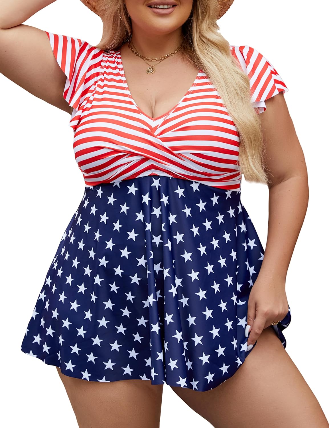 Edelqual Women's Plus Size Tankini Swim Dress for Tummy Control