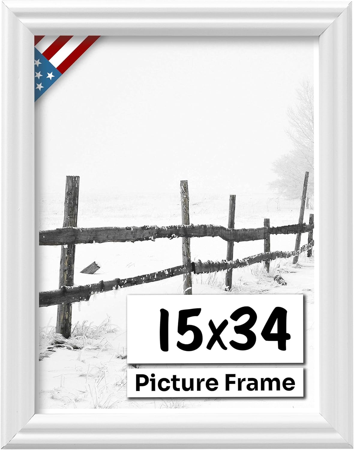 White 15x34 Picture Frame with UV Blocking Plexiglass for Art