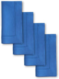 Solino Home Linen Napkins Set of 4 - Classic Hemstitch Royal Blue