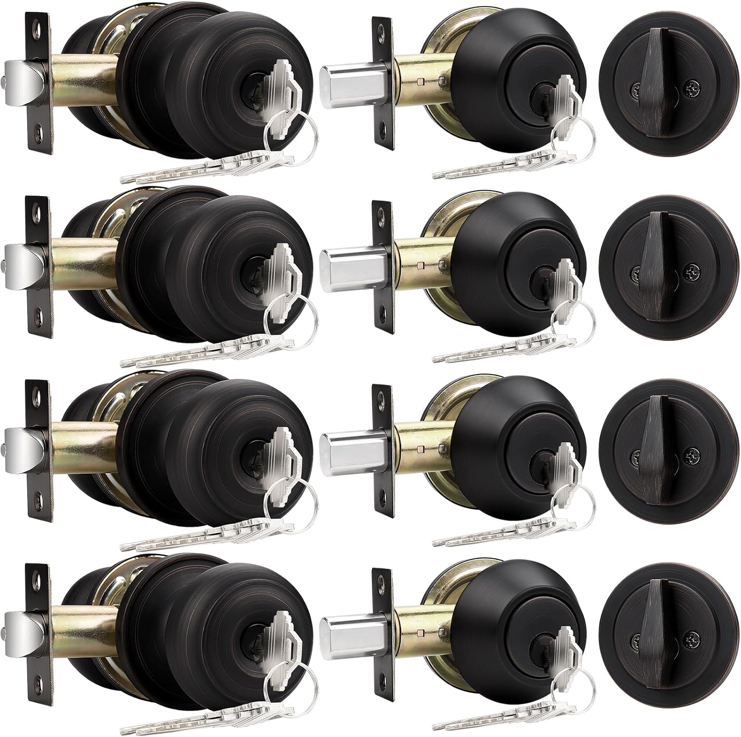 Probrico Entry Door Knob and Deadbolt Lock Combo Set for Security