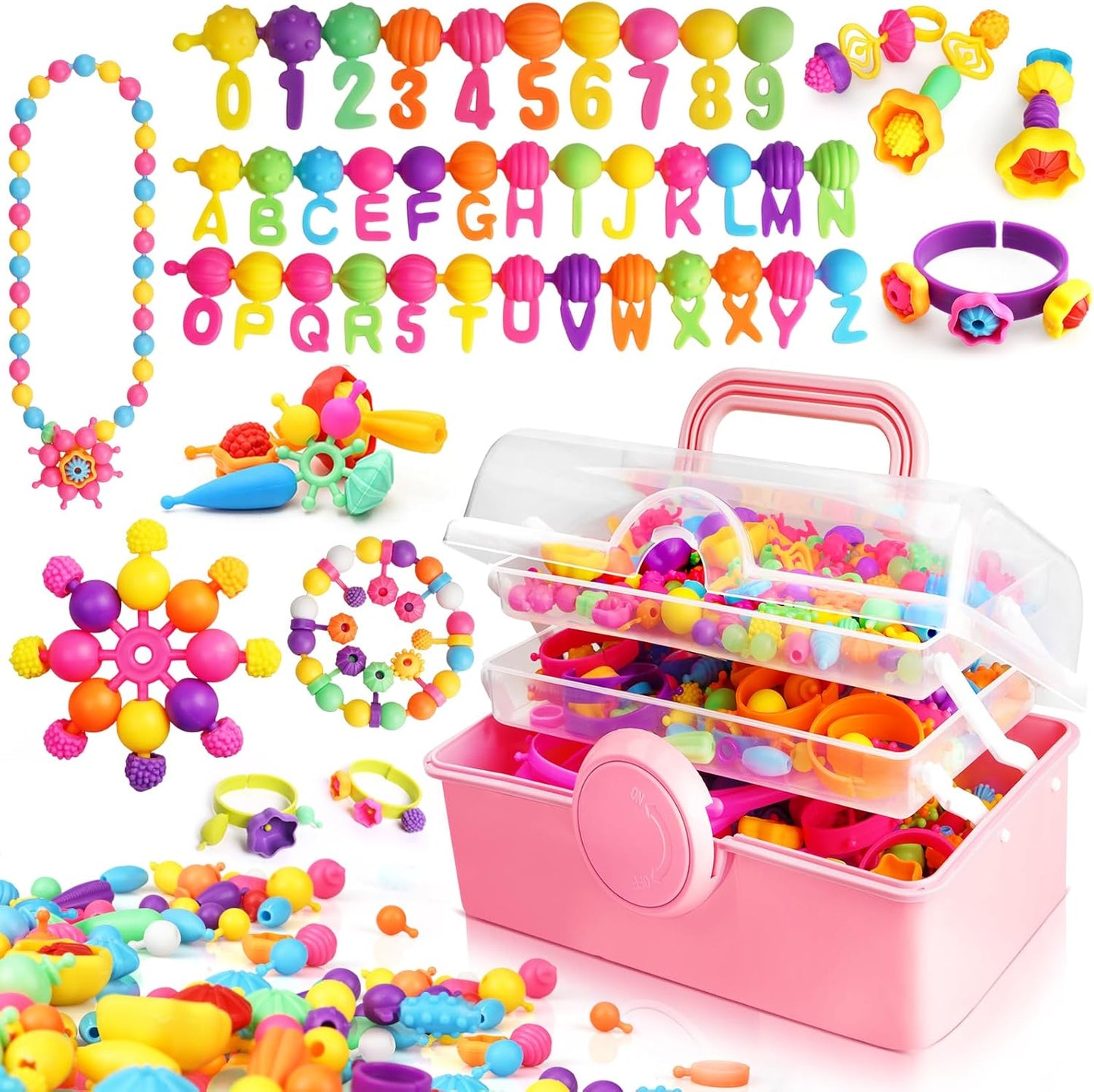 FUNZBO 850pcs Pop Beads Jewelry Making Kit for Creative Girls