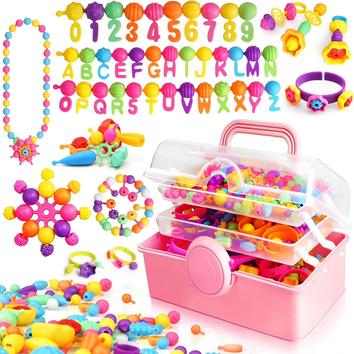 FUNZBO 850pcs Pop Beads Jewelry Making Kit for Creative Girls