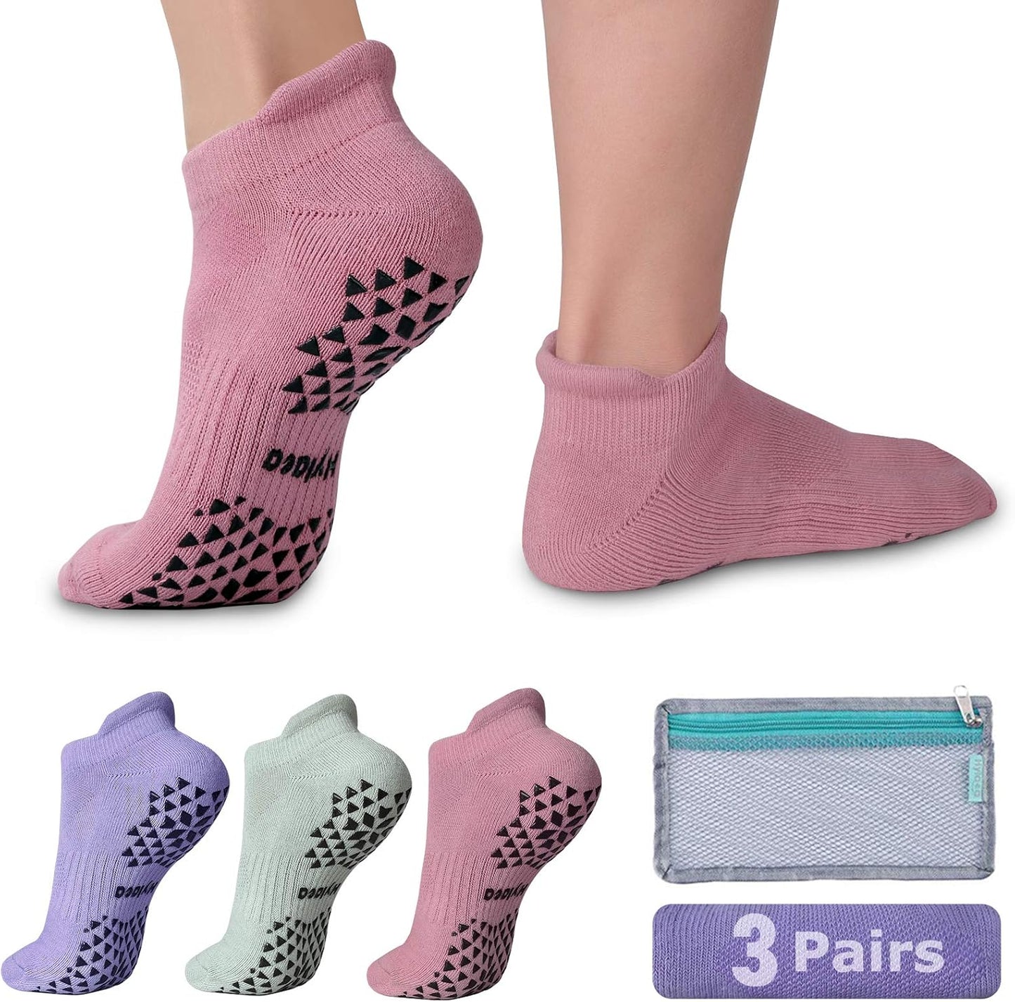 Hylaea Grip Socks for Yoga, Pilates, Barre | Non-Slip Ankle Comfort