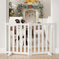24 in Tall Freestanding Pet Gate - Folding Wooden Safety Fence