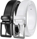 Men's Leather Dress Belt 2Pack - Handmade Genuine Leather Classic