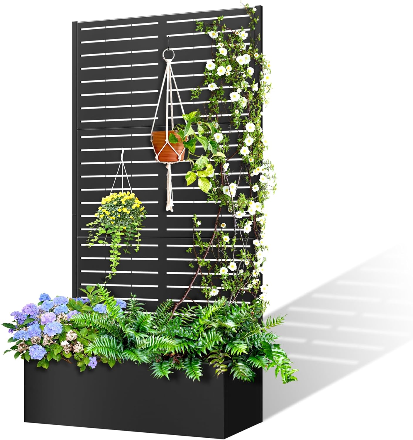 71in Metal Planter Box with Trellis for Climbing Plants