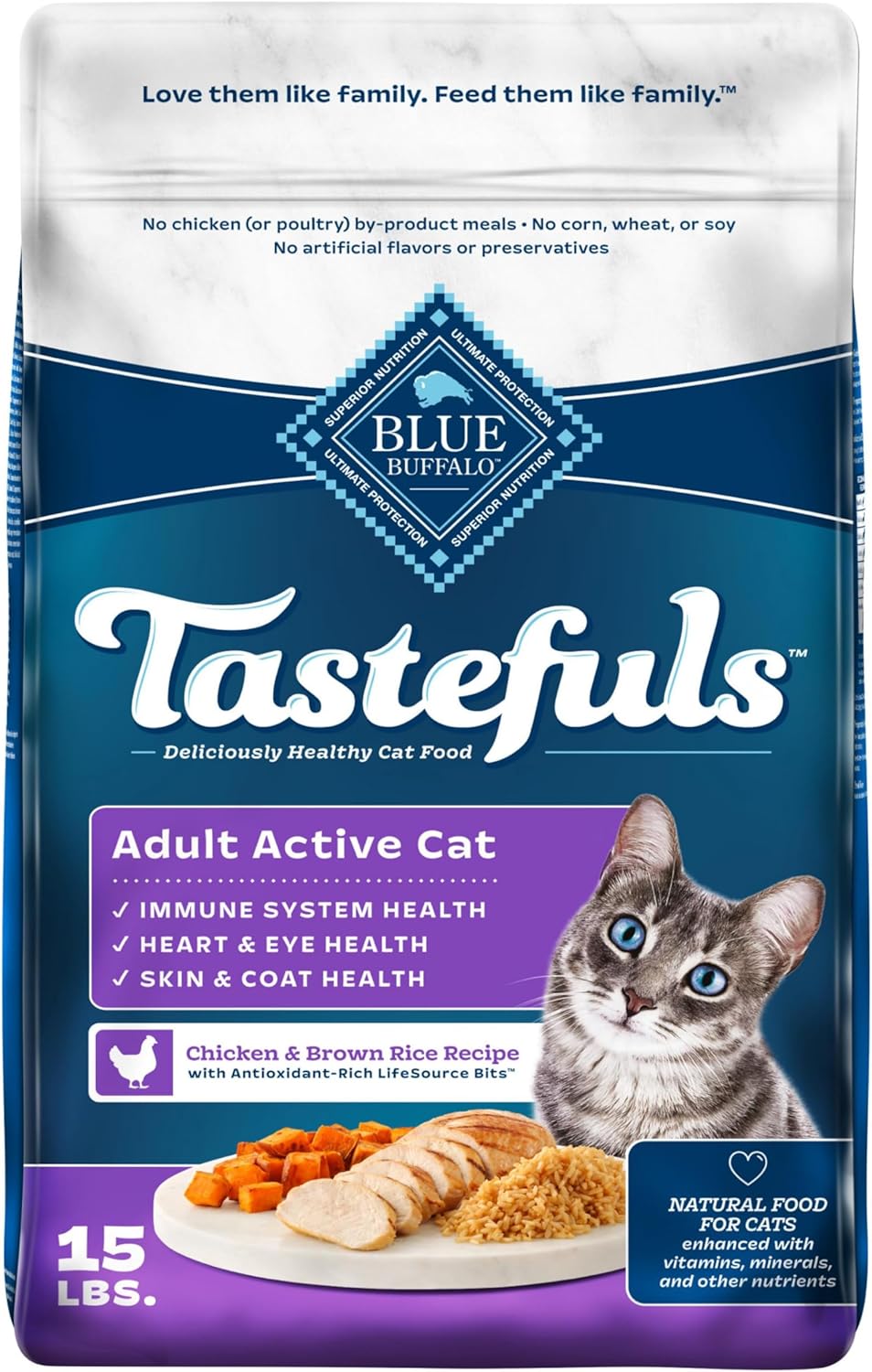 Blue Buffalo Tastefuls Natural Dry Food for Active Cats 15-lb