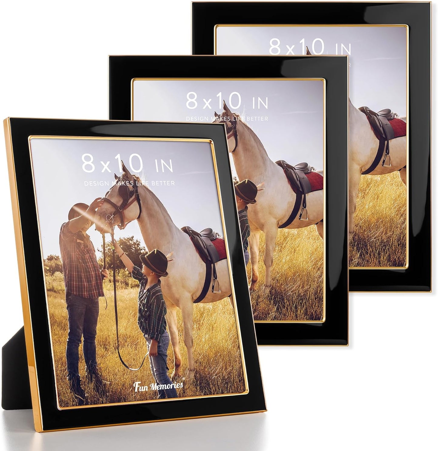 Fun Memories 8x10 Picture Frame Set - Elegant Black and Gold
