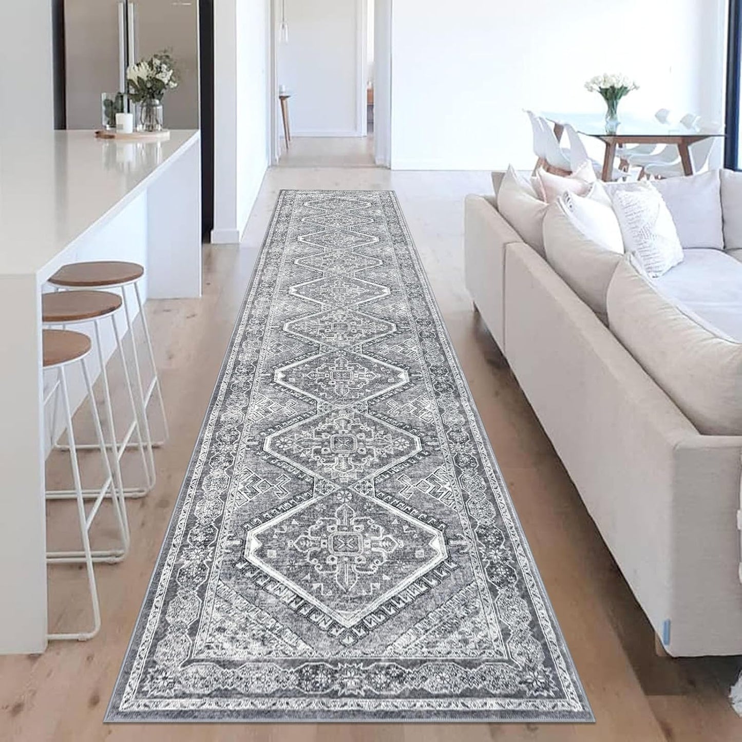 KUTA Medallion Washable Runner Rug 2.6x14 for Hallways