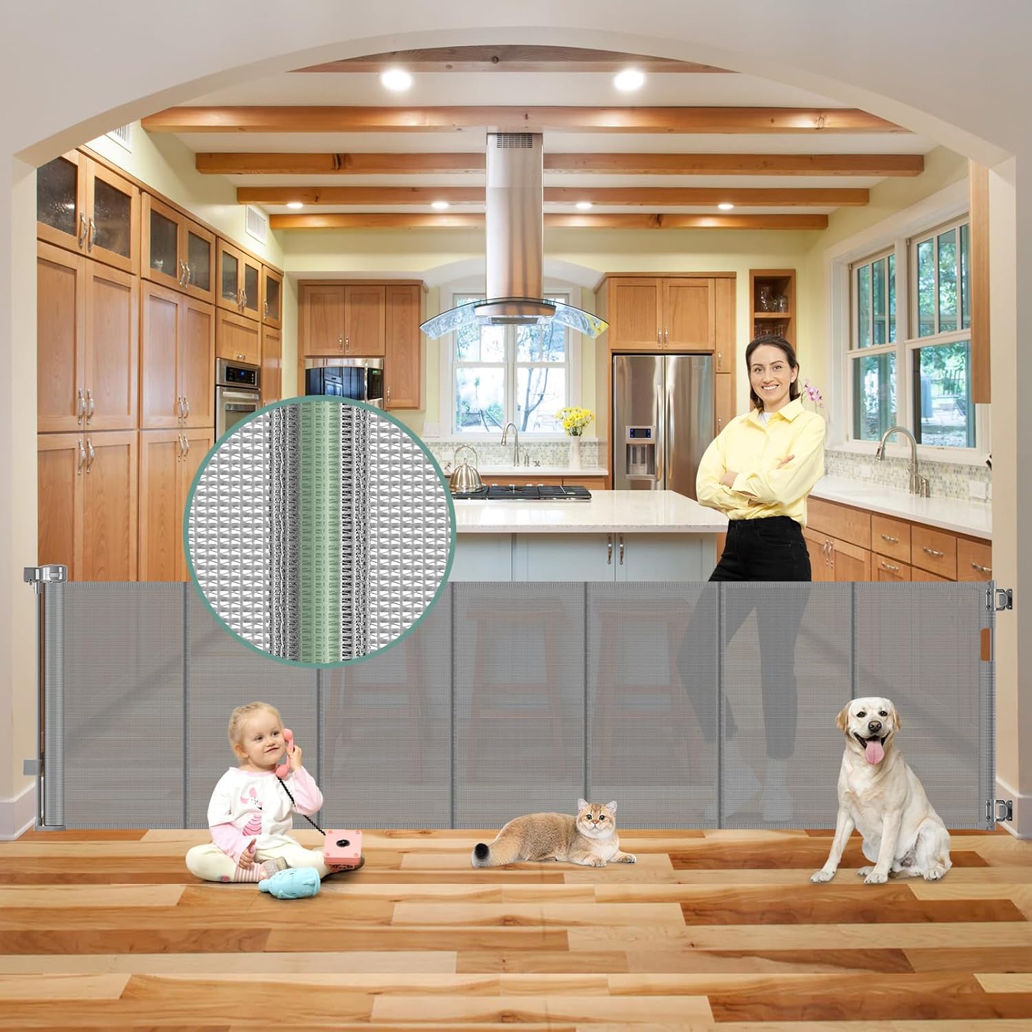 Reinforced 100 Inch Extra Long Baby Gate for Large Openings