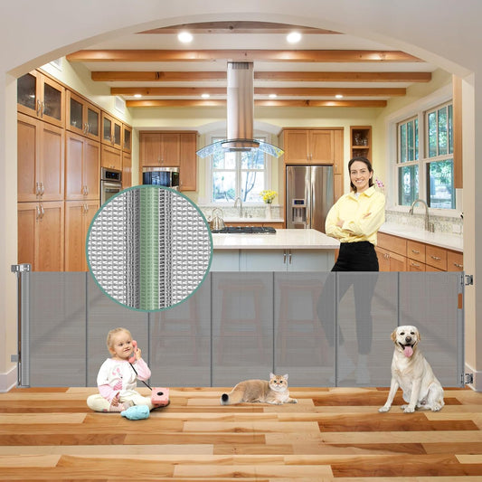 Reinforced 100 Inch Extra Long Baby Gate for Large Openings