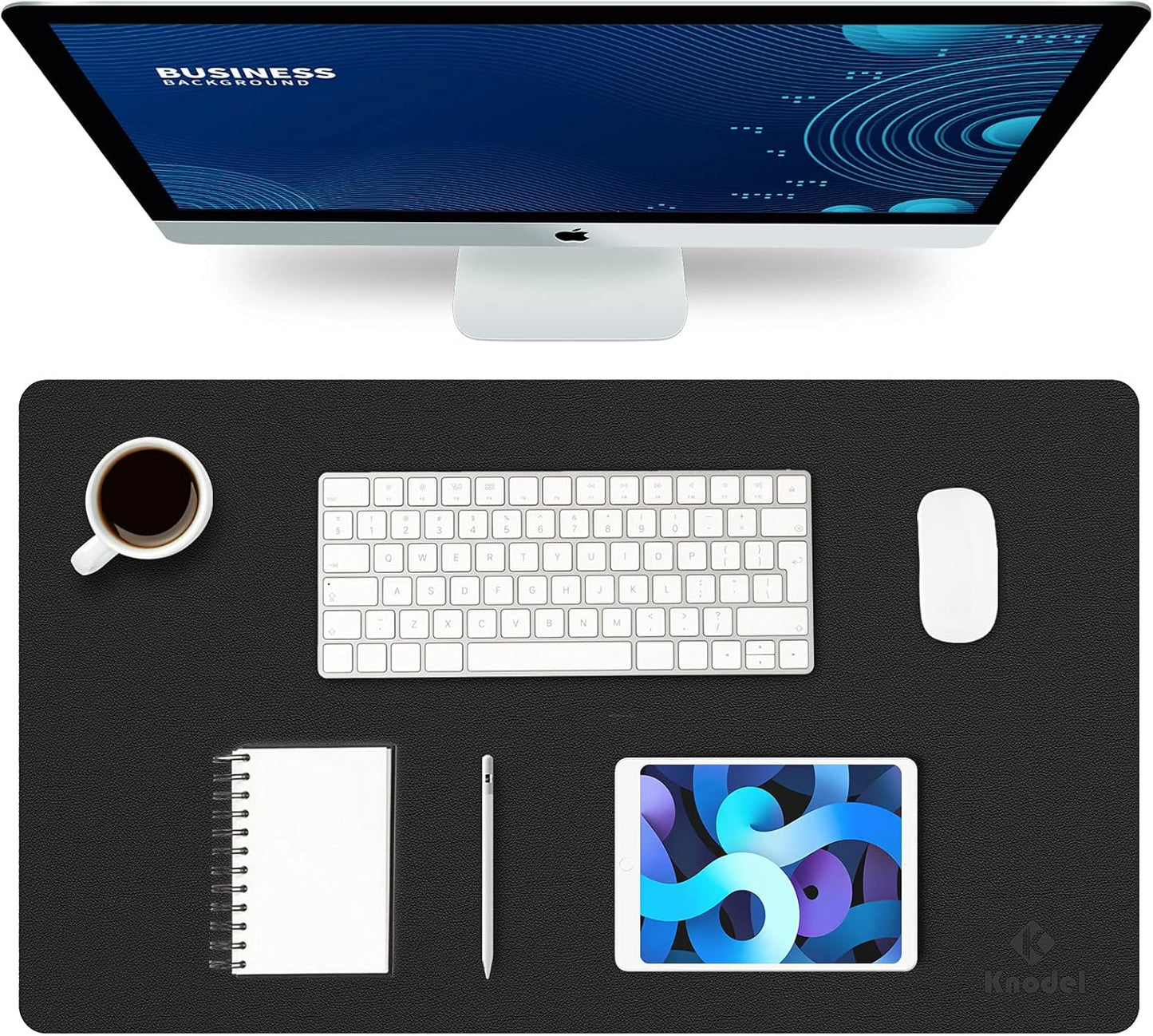 K KNODEL Small Office Leather Desk Mat - Multi-functional Workspace Protector