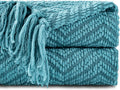 Teal Throw Blanket for Couch 60x80 in - Soft Knit Turquoise Throw