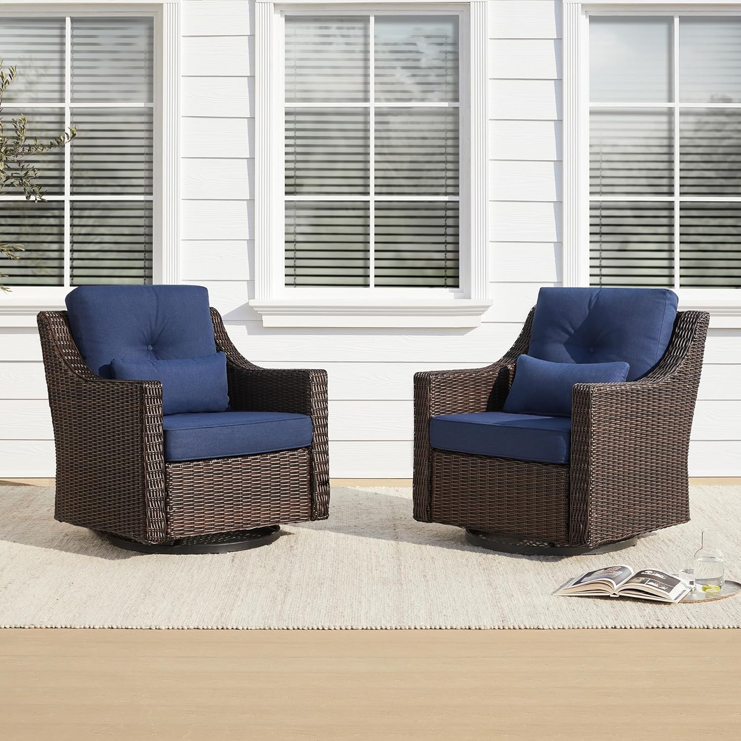 CHITA 2 Pieces Patio Wicker Chairs for Outdoor Relaxation